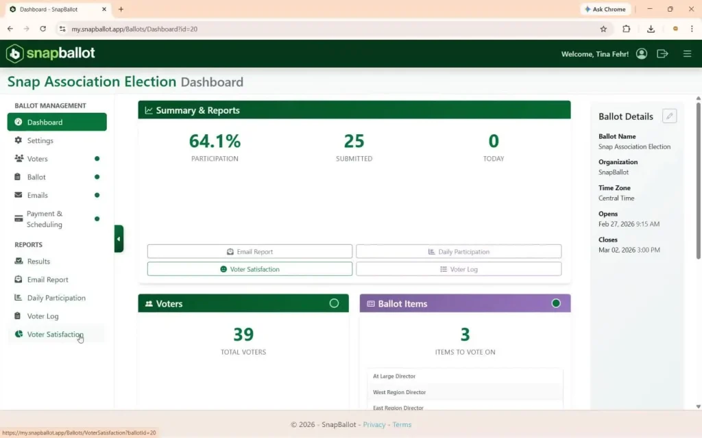 The Results report with each office shown on its own tab.